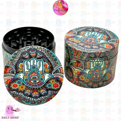 DAILY GRIND 50mm Beautiful Spiritual Hand - 4-Part Metal Tobacco Magnetic Grinder Cute Gift
