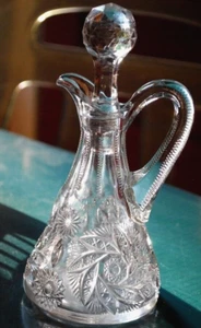 Antique CRUET ABP American Brilliant Period HOBSTAR Cut Glass ORIGINAL STOPPER - Picture 1 of 12