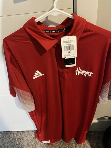 Men's Size XL Adidas Scarlet Nebraska Huskers Sideline Primeblue Polo New Cover