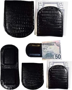 Lot of 6 New Lizard printed leather money clip, Black Unbranded money clip new - Picture 1 of 12