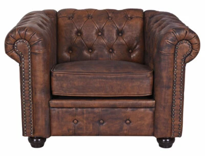 Englischer Sessel Chesterfield Fernsehsessel Kaminsessel Kunstleder Clubsessel - Bild 1 von 4