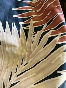 Luther Travis Screen Print Tropical Palm Batik Fabric  Bloomcraft 2 Pieces 49x53 - Picture 1 of 14