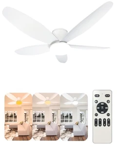 48W Ceiling Fans with Lights, 42 inch Low Profile Ceiling Fan with LED Light ... - Picture 1 of 8
