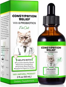 Cat Constipation Relief Drops 60Ml | 100% Natural Cat Laxative with 6 Probiot... - Picture 1 of 12