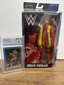 WWE Series 91 Hulkmania Hulk Hogan Elite Action Figure W/ Topps 1987 Grade 9 New - Picture 1 of 5