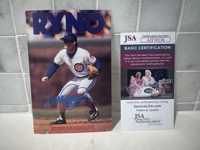 1990 RYNE SANDBERG Signed Costacos Brothers 4x6 Poster Card JSA COA Autograph - Image 1 of 4