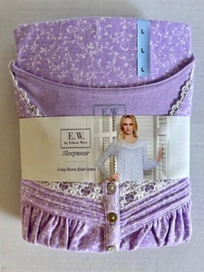 E. W. By Eileen West Women’s Sleepwear Long Sleeve Knit Gown Size L NEW Lilac - Picture 1 of 6