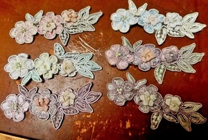 embroidered appliques hand sewn 1.75x3.75" soutache pearls 1 app - Picture 1 of 19