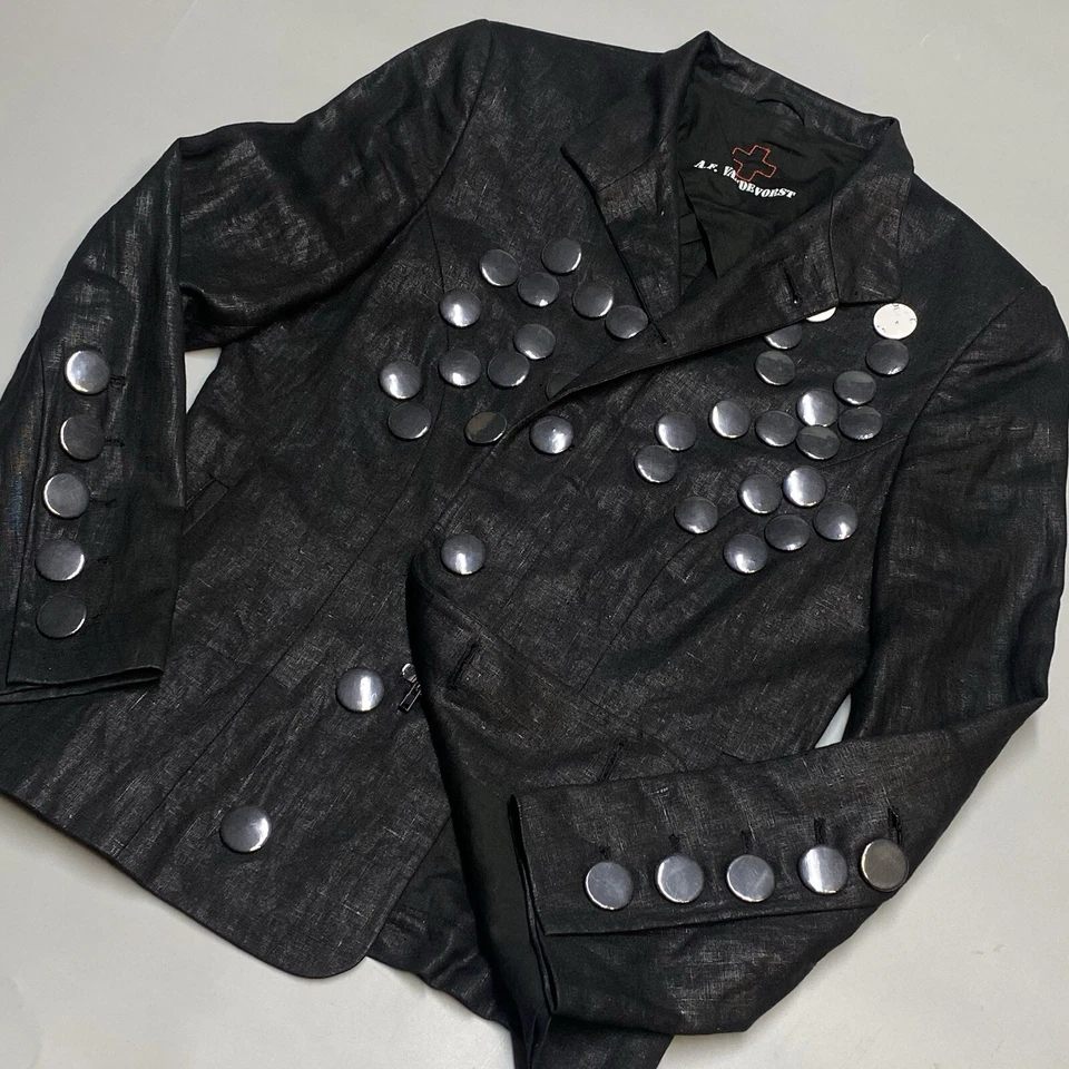 af vandevorst Vintage Wax Linen Avantgarde Steam Punk Blazer Jacket M/38 Archive - Image 1 of 4