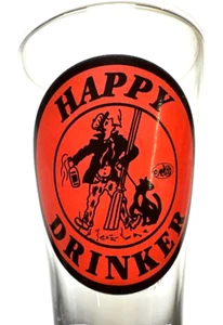 Vaso de cerveza/bebida de 6,5" de alto con logotipo de Happy Drinker raro de colección, Inglaterra pub hombre cueva - Imagen 1 de 16