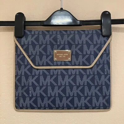 Michael Kors Envelope Tan Leather Trim Blue iPad Case 10” - Image 1 of 4