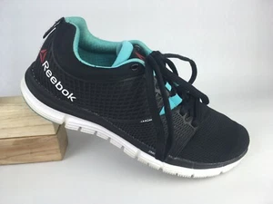 Reebok Women Black Neon Blue White ZQuick Dash Running Shoe M48916 Sz 9 US 40 EU - Picture 1 of 12