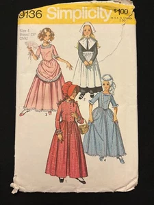 Vintage 70s Simplicity Sewing Cut Pattern 9136 Child 4 Costume Dress Bonnet - Picture 1 of 3