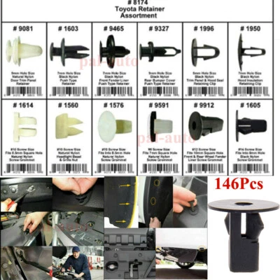 146X For Toyota Fender Door Hood Bumper Trim Clips Retainer Fasteners Assortment - Image 1 of 4
