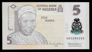 World Paper Money - Nigeria 5 Naira 2013 Polymer Note @ Crisp UNC - Picture 1 of 2