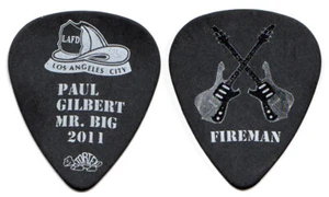 MR BIG Guitar Pick : 2011 What If Tour Paul Gilbert Fireman Los Angeles Black - Picture 1 of 1
