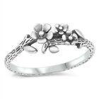 Flower Vine Ring Genuine Sterling Silver 925 Oxidize Face Height 9 Mm Size 5