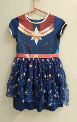 Niñas Capitana Marvel Superhéroe Tutú Tul Vestido Talla XL 14-16 Disfraz Halloween Foto 1 de 4