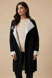 Cardigan Wallis taglia L donna nero da bordo a bordo double face maglia coatigan - Foto 1 di 11