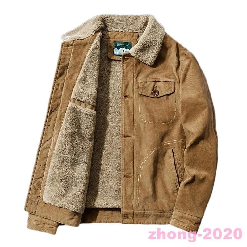 Chaqueta cargo de pana para hombre abrigos forrados de piel informales trabajo cálido algodón otoño invierno Foto 1 de 4