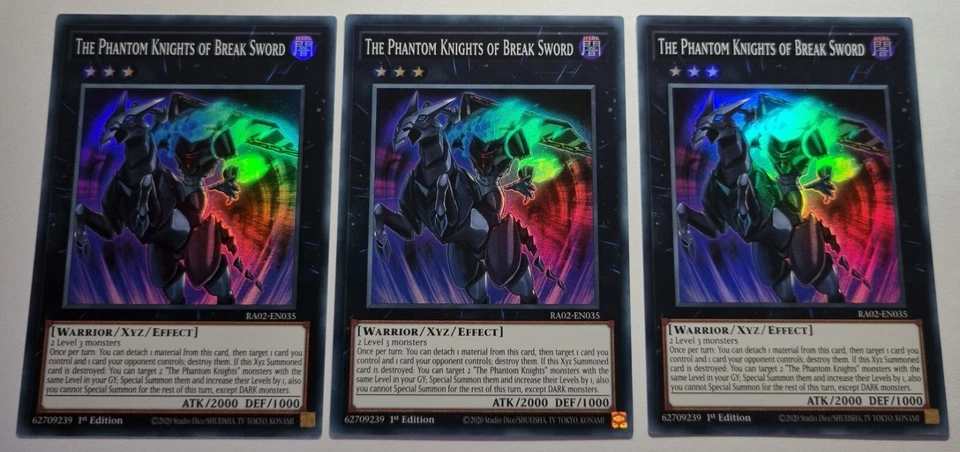 Yugioh! 3x The Phantom Knights 1st Ed. RA02-EN035 Super Rare play set 25th - Image 1 of 1