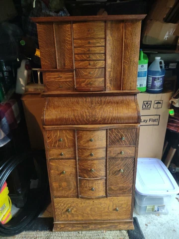 Antique Oak Dental Cabinet Antique Ransom and Randolph #35 solid oak NICE Cover