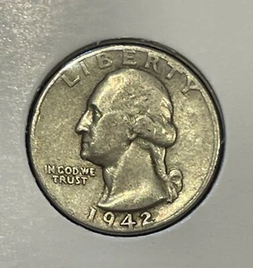 USA 1/4$ 1942 Washington Silver Quarter KM#164 Philadelphia .900Ag aF/VF B1472 - Picture 1 of 8