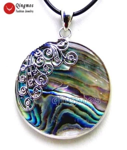 35 mm redondo azul natural multicolor carcasa de abulón colgante para mujer joyería 86 - Imagen 1 de 8