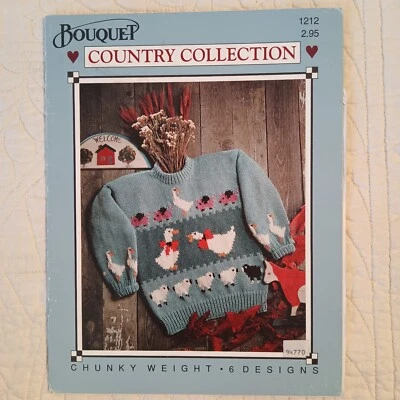 1990 Vtg Country Collection Sweaters Vol 1212 Knitting & Crochet Pattern Book - Image 1 of 4