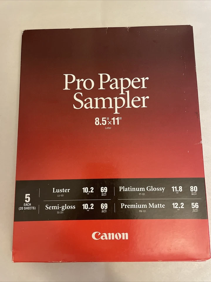 Canon Pro Paper Luster Sampler Pack 8.5 x 11" - Total 20 Sheets #8657B012 - Image 1 of 2