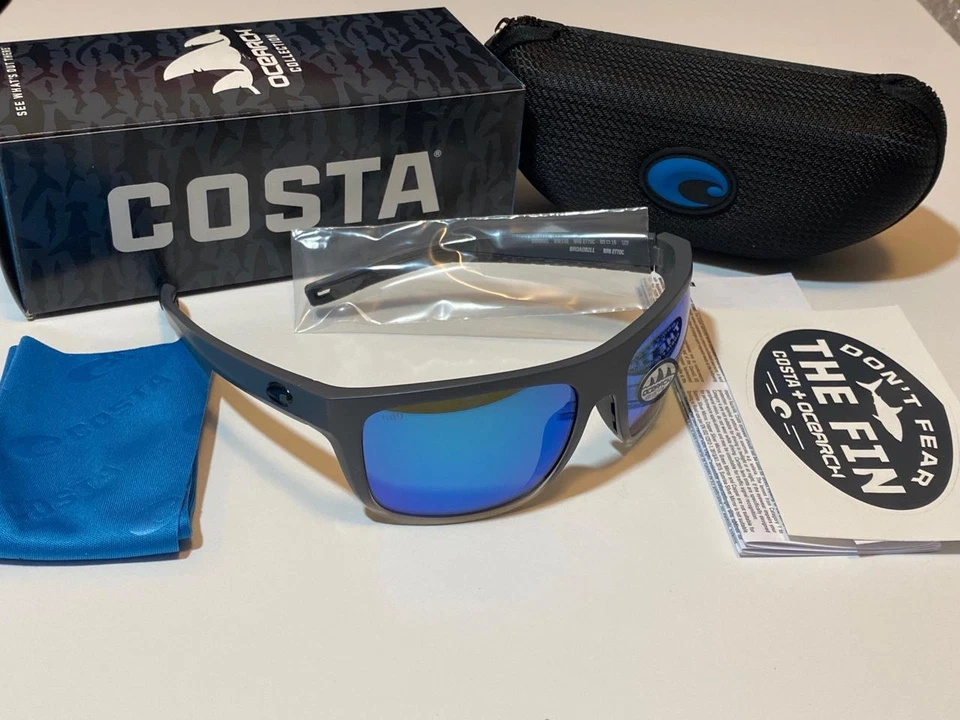 Costa Del Mar Broadbill Sunglasses Ocearch 580G Matte Fog Gray/Blue Glass - Image 1 of 4
