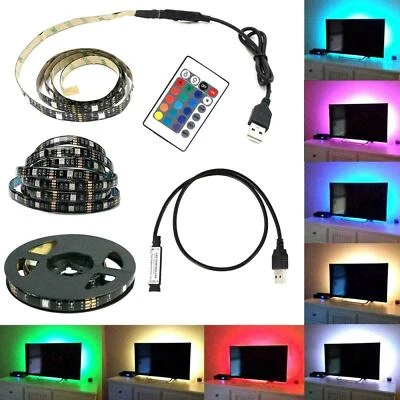 KIT STRISCIA STRIP LED 5050 USB RGB 5V RETROILLUMINAZIONE TV 2Mt 3 Mt 5Mt FLEX - Immagine 1 di 4