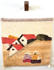 Native Scene Mid Century Tapestry Wall Hanging Hand Woven Wool Cotton - VINTAGE - Picture 1 of 10