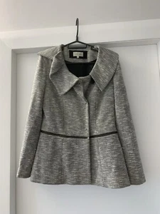 Veronika Maine Woven Grey Convertible Blazer Size 10 Collared Corporate  - Picture 1 of 8