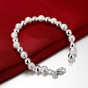 925 Sterling Silver Charm Round Bangle Women's Men Fashion Bracelet DLH084 - Picture 1 of 6