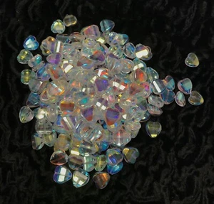Clear Heart Czech Glass Beads w/ Fire Polish Finish BF221 - Picture 1 of 7