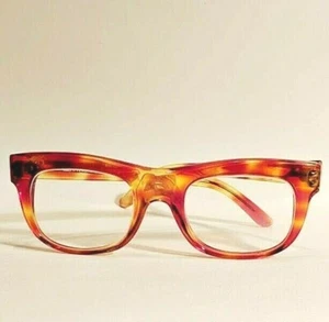 L.A. Eyeworks Border Horn Rim Red Gold Eyeglasses Frame Hand Made France Vintage - Picture 1 of 4