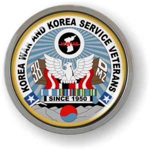 Emblem Car Sticker Chrome ROUND Bezel - Korean War Veterans - Picture 1 of 17