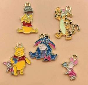 POOH TIGGER EEYORE PIGLET CHARMS PENDANTS ENAMEL METAL - Picture 1 of 5