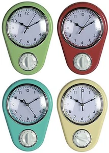 Reloj de cocina reloj de pared "Cocina" reloj retro años 50 con despertador de corta duración reloj de huevos NUEVO - Imagen 1 de 5