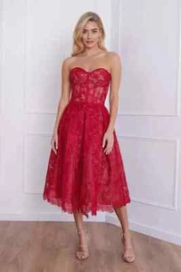 Nadine Merabi Olivia Dress UK 16 New XL Flower Floral Red BNWT New & Tagged - Picture 1 of 24