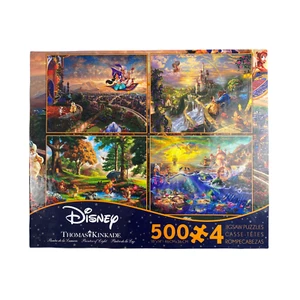 Rompecabezas Thomas Kinkade Disney 500 piezas 4 en 1 Pooh Aladdin Sirenita - Imagen 1 de 2