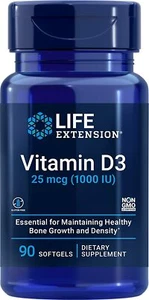Life Extension 25mcg (1000 IU) Vitamin D3, 90 Softgels - Imagen 1 de 6