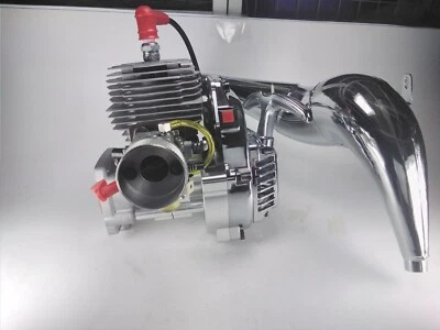 Chrome Tune Pipe for Big Engines on Losi 5T 4WD 38mm Exhaust mounting Holes 46cc - Image 1 of 4