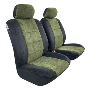 Seat Covers For Toyota 4Runner 1996-2023 Faux Sheepskin Green Black - Picture 1 of 2
