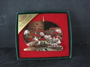1982 Hallmark Dimensional 24kt Gold Tone Sleigh Ride Ornament NIB - Picture 1 of 7
