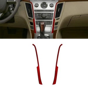 2Pcs For Cadillac CTS 2008-22 Red Carbon Fiber Center Console Panel Side Cover - Foto 1 di 11