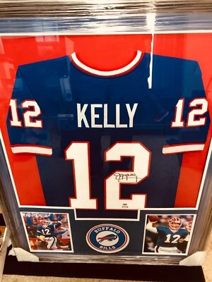 🔥🔥 Jim Kelly 🔥🔥 Framed Signed Blue Replica Jersey PSA COA Buffalo Bills 🔥🔥 - Image 1 of 4