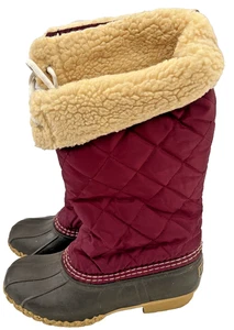 Botas de Invierno LLBean Duck Mujer Talla 7 Borgoña Parte Superior Forradas Sherpa Hechas en EE. UU. De Colección - Imagen 1 de 7
