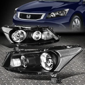 FOR 08-12 HONDA ACCORD SEDAN BLACK HOUSING CLEAR CORNER HEADLIGHT HEAD LAMPS - Imagen 1 de 6